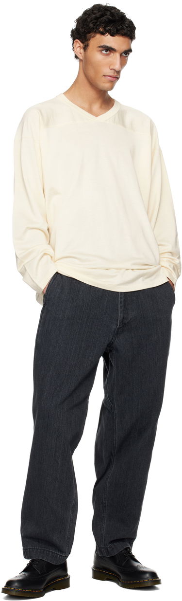 Sweater NANAMICA nanamica Rayon Cotton Long Sleeve T-Shirt Beige | S25SH015U, 3