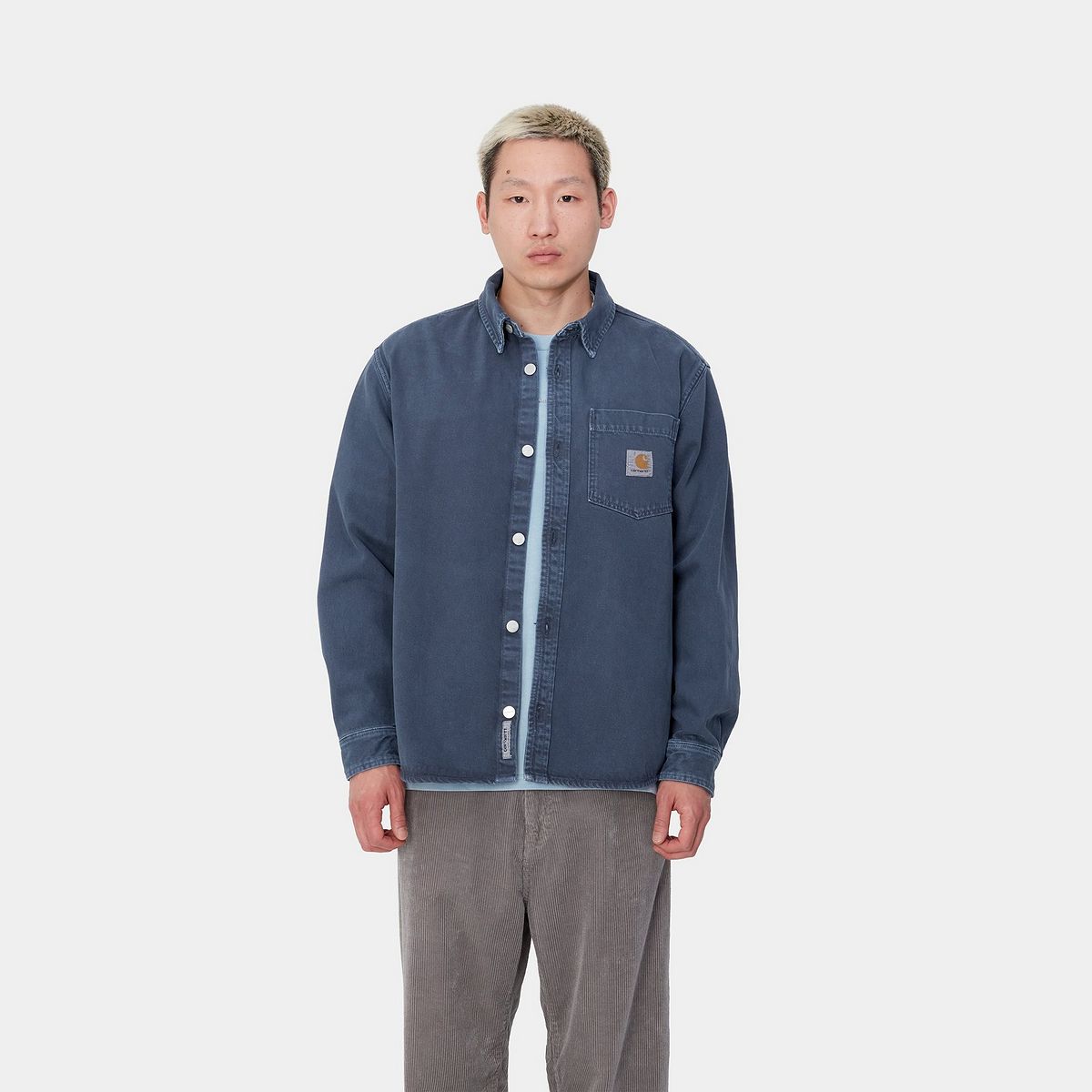 Skjorte Carhartt WIP Stone Dyed Shirt Jacket Blå | I033750_8, 0