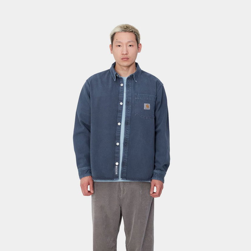Skjorte Carhartt WIP Stone Dyed Shirt Jacket Blå | I033750_8
