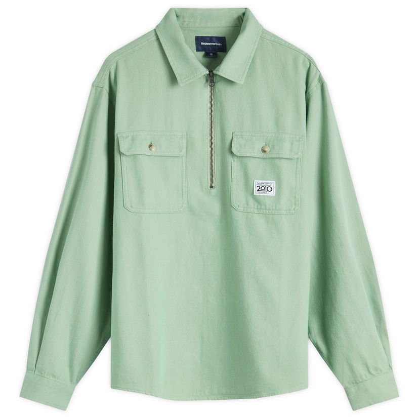 Skjorte thisisneverthat Quarter Zip Shirt Large Green Grøn | TN243WSHTL04-GRN