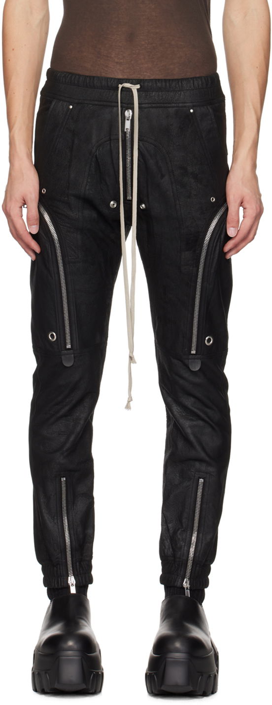Cargo bukser Rick Owens Leather Cargo Pants Sort | RU02D6377 LBA