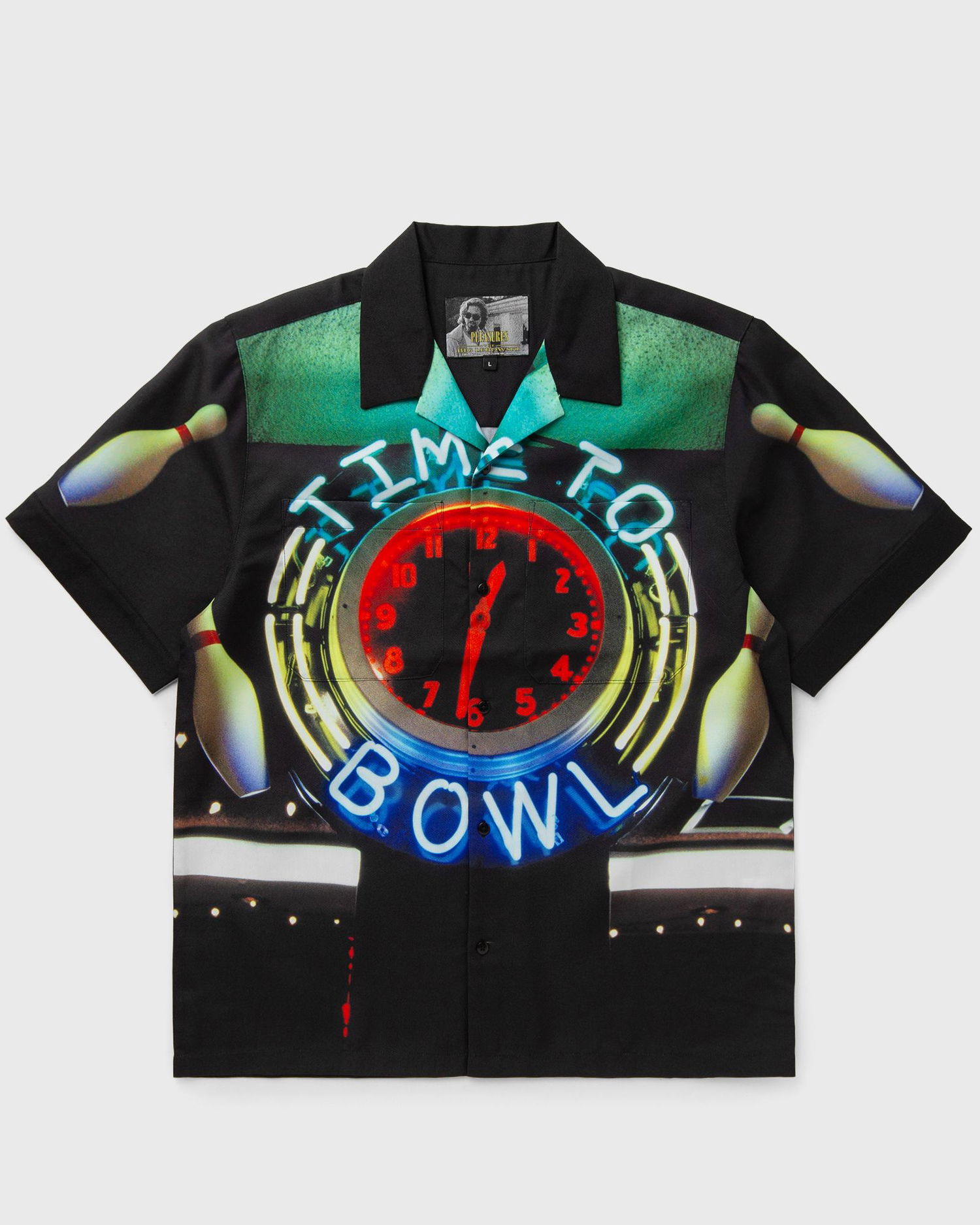 Skjorte Pleasures Time to Bowl Button-Up Shirt Sort | P25SU059-BLACK, 0