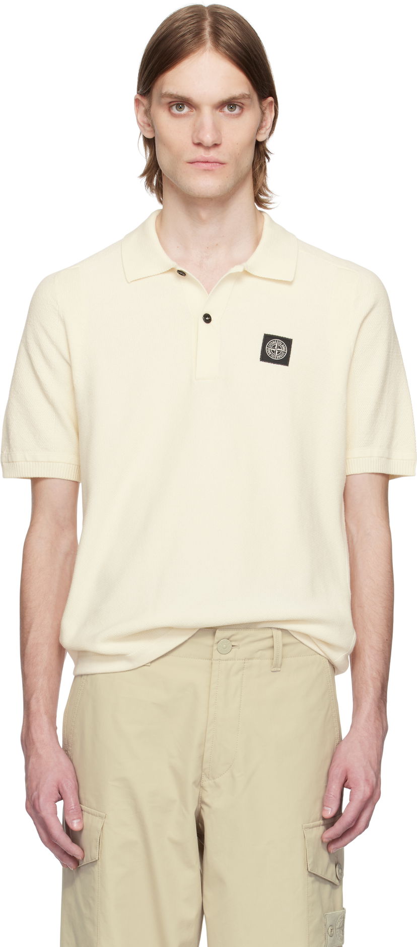Polo skjorte Stone Island Stone Island Soft Organic Cotton Micro Stitch Polo Hvid | K1S15 5100033 S00B5