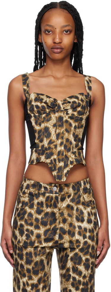 Tanktop Miaou Miaou Deville Leopard Corset Tank Top Brun | 7034SCNIK, 0