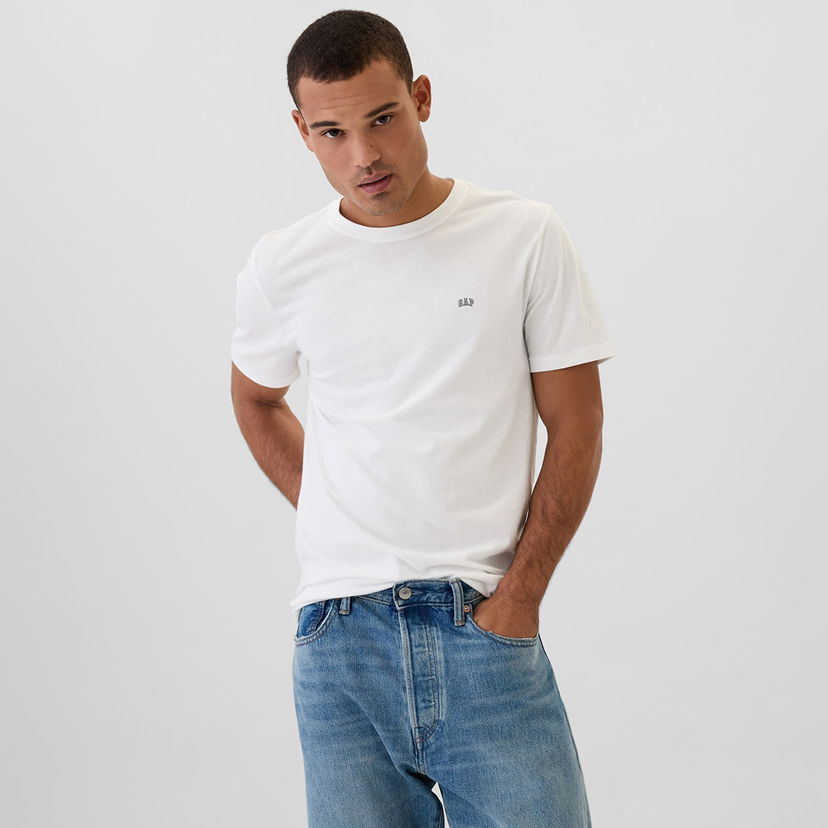 T-shirt GAP T-shirt Micro Logo Crew White Global S Hvid | 502022-01