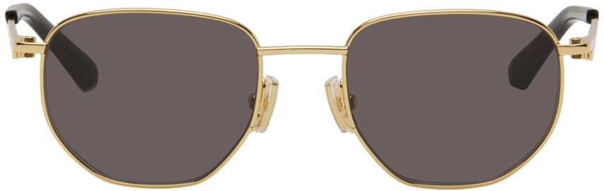 Solbriller Bottega Veneta Split Oval Metal Sunglasses Beige | BV1301S, 0