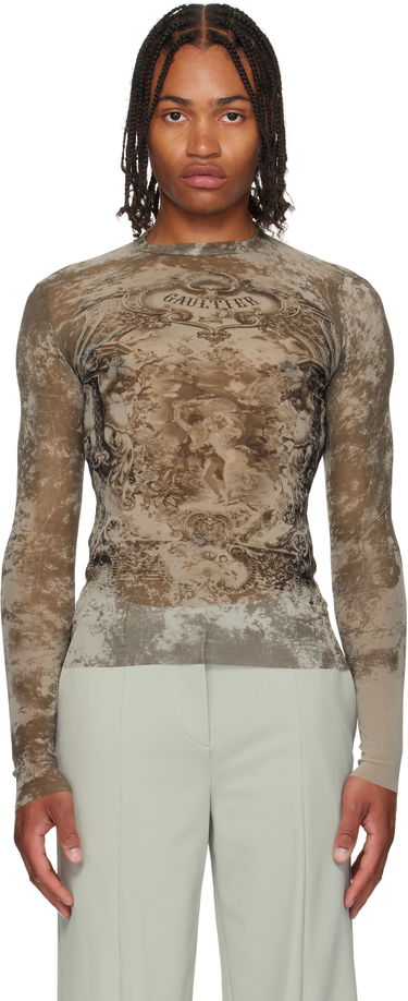 T-shirt Jean Paul Gaultier Jean Paul Gaultier 'The Médaillon' Mesh Long Sleeve Top Brun | 25/03-W-TO305-M006P-6965, 0