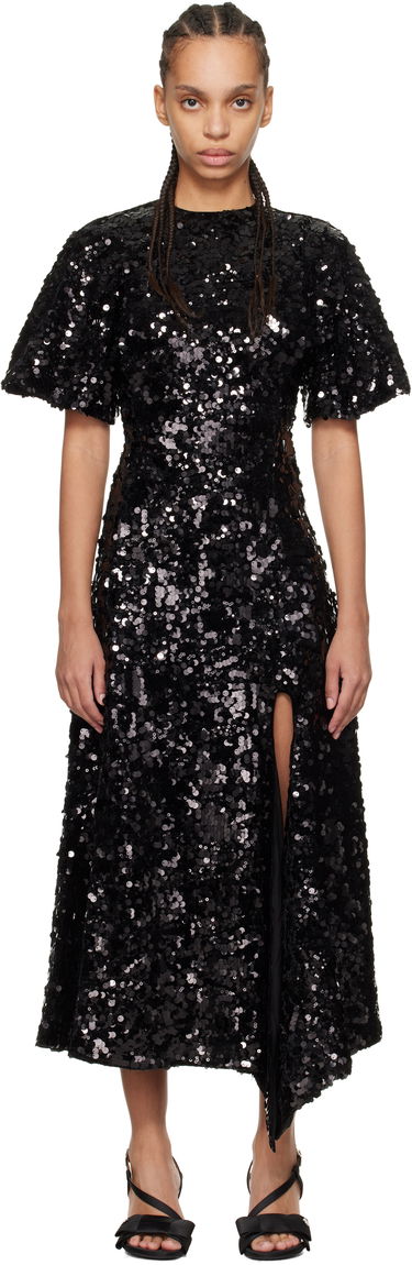 Kjole GANNI GANNI Velvet Sequin Maxi Dress Sort | T4044, 0