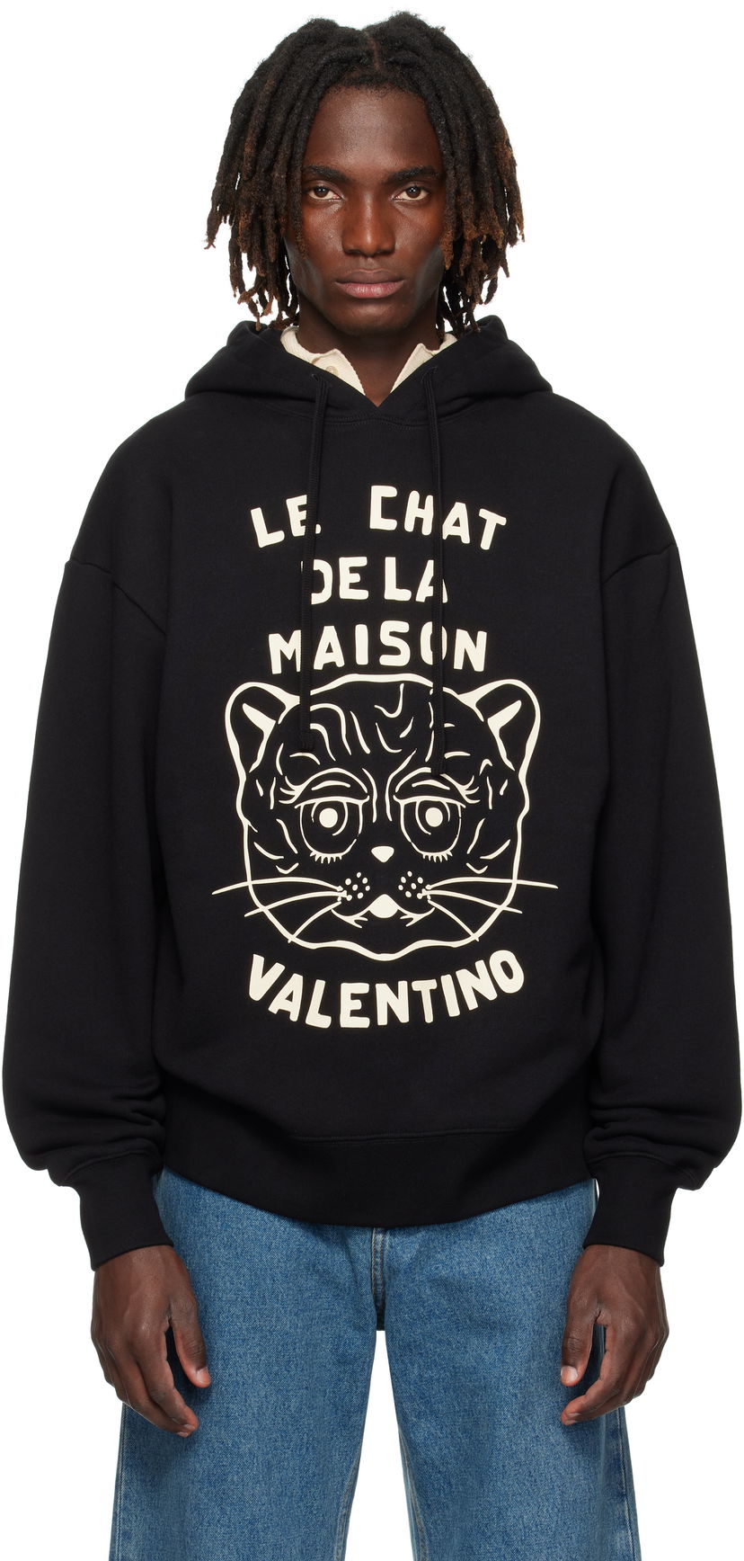 Sweatshirt Valentino Valentino 'Le Chat De La Maison' Print Hoodie Sort | 7V3MF28NB33