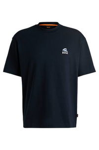 BOSS Slub-Cotton T-Shirt with Wave Graphic