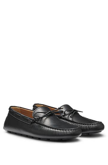 Tilbehør BOSS Leather Driver Moccasins Sort | 50548639, 0