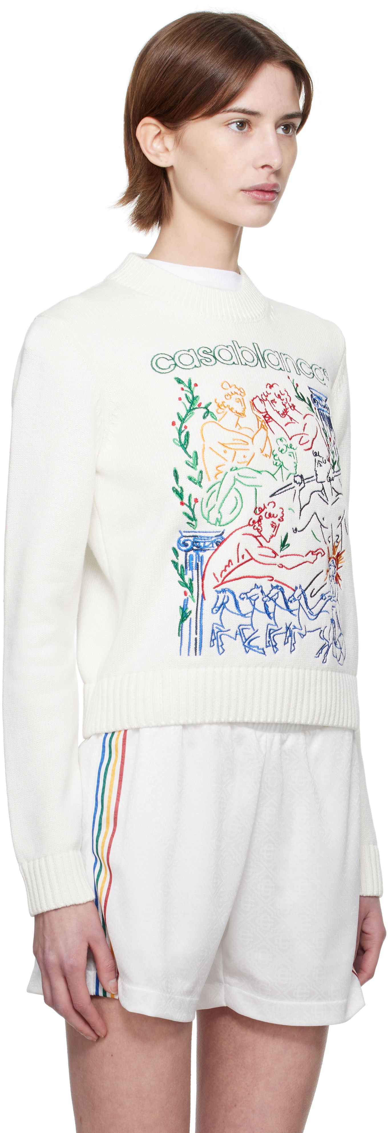 Sweater Casablanca Casablanca Embroidered Sweater Hvid | WPS25-KW-860-01, 1