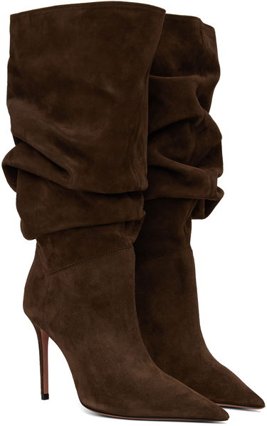 Tøj Amina Muaddi Amina Muaddi Jahleel Suede Slouch Boots Brun | JAHLEEL BOOTIE ST SUEDE, 3