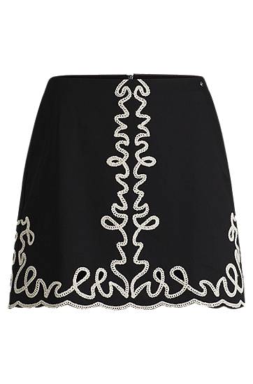 Nederdel BOSS Embroidered Mini Skirt Sort | 50540412, 0