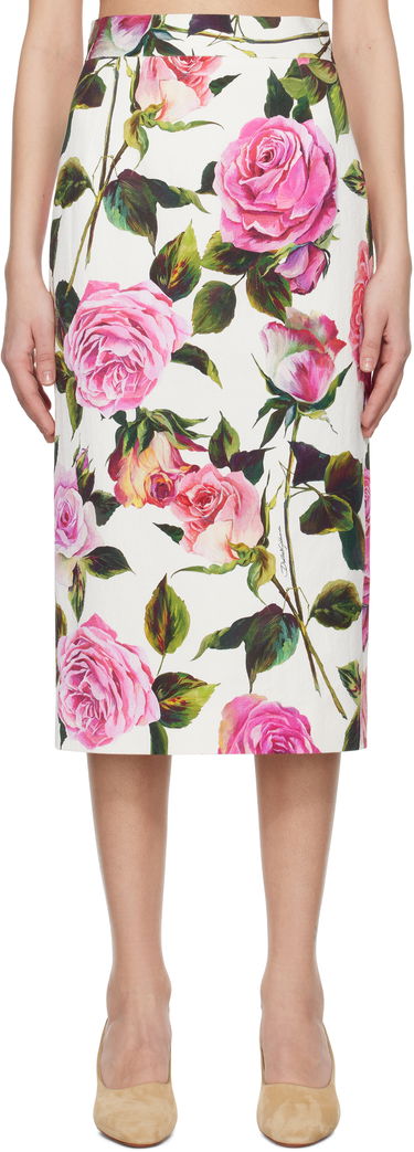 Nederdel Dolce & Gabbana Dolce&Gabbana Rose Printed Pencil Midi Skirt Flerfarvet | F4CVPT FSRQJ, 0