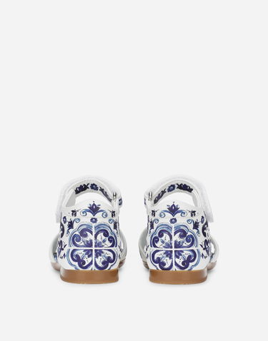 Sneakers og sko Dolce & Gabbana Dolce & Gabbana Calfskin Sandals Majolica Print For First Steps Flerfarvet | D20064AC113HA3OB, 2