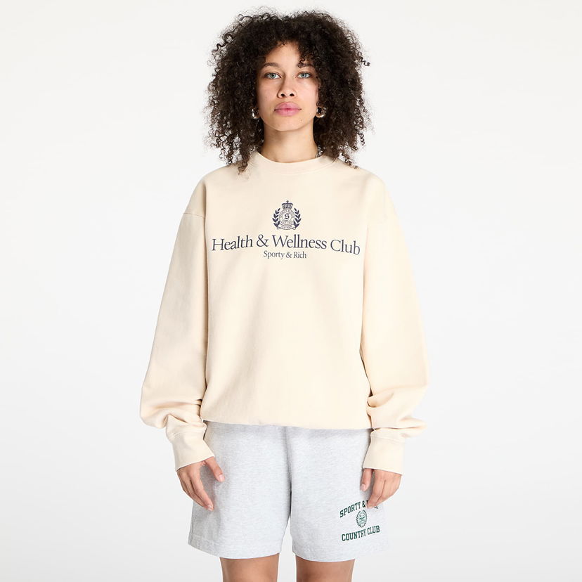 Sweater Sporty & Rich Sporty & Rich H&W Crest Crewneck Sweatshirt Beige | ST071606241CR01