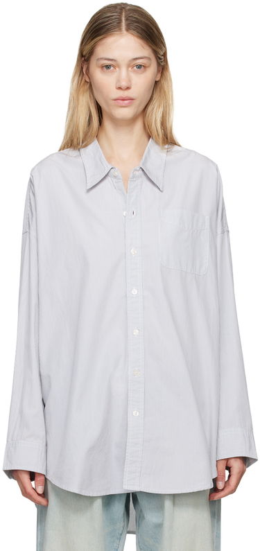 Skjorte R13 R13 Drop Neck Striped Shirt Blå | R13W7469-302, 0