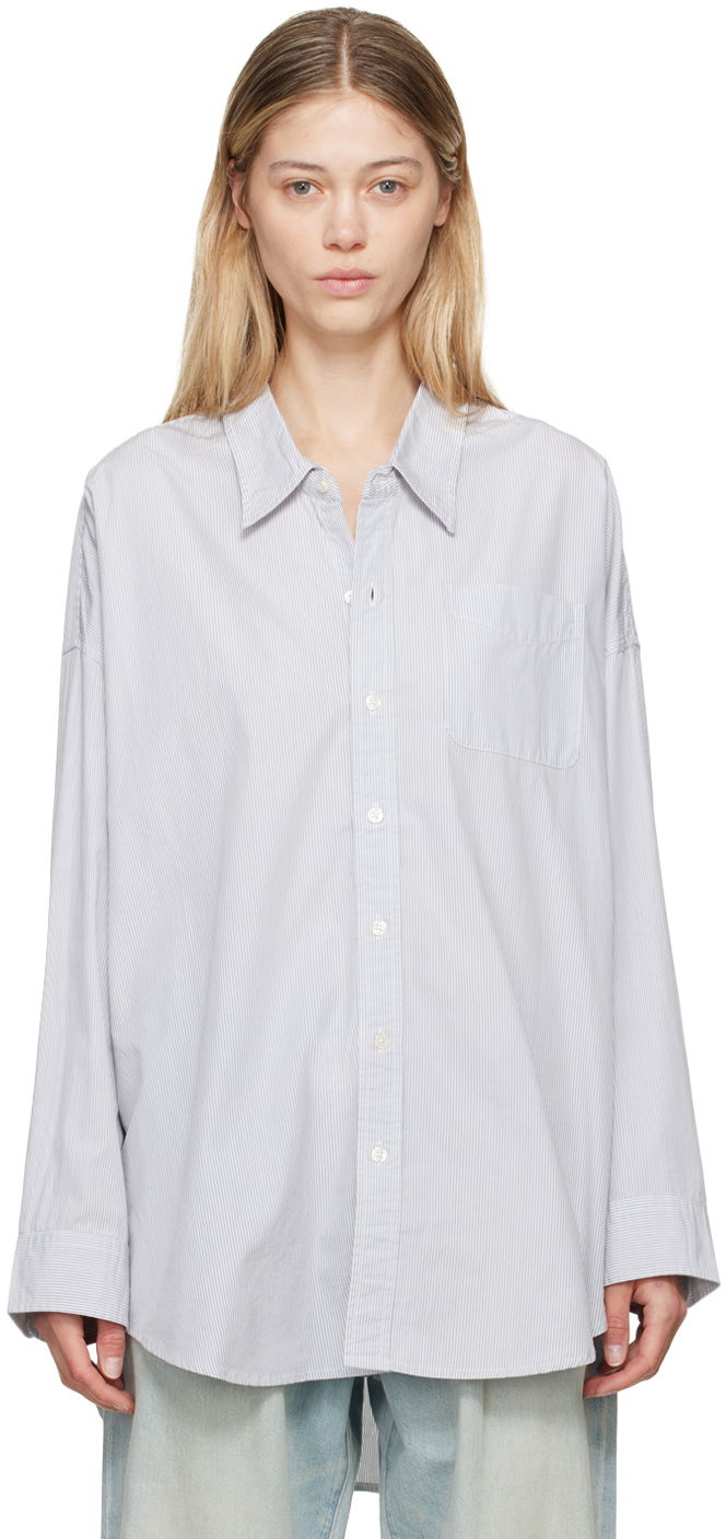 Skjorte R13 R13 Drop Neck Striped Shirt Blå | R13W7469-302