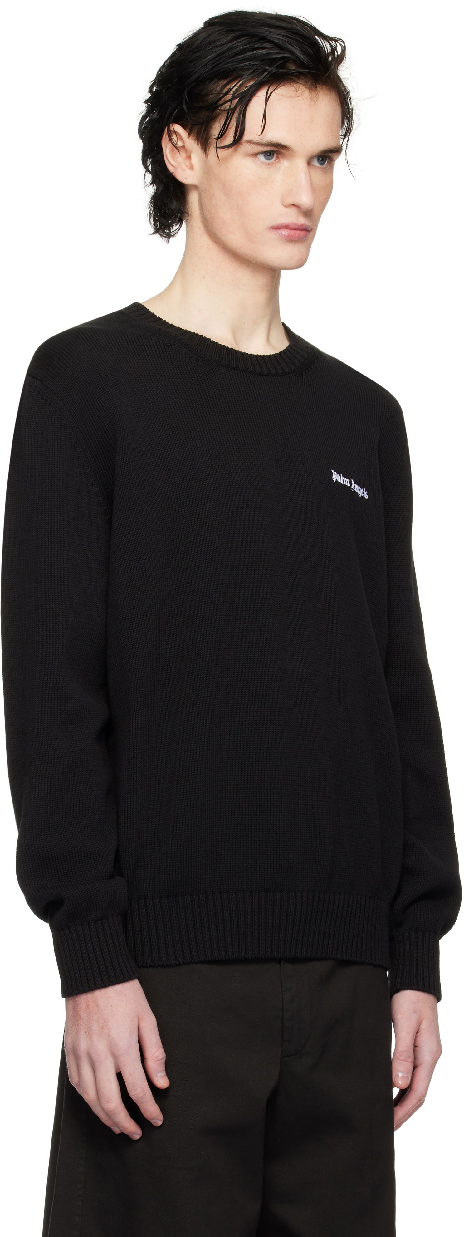 Sweater Palm Angels Logo Embroidered Sweater Sort | PMHE027C99KNI0021003, 1