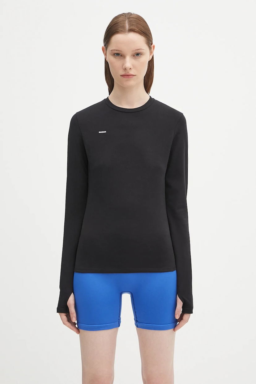 T-shirt PANGAIA Pangaia Cotton-Stretch Long-Sleeved Top Sort | 10002429