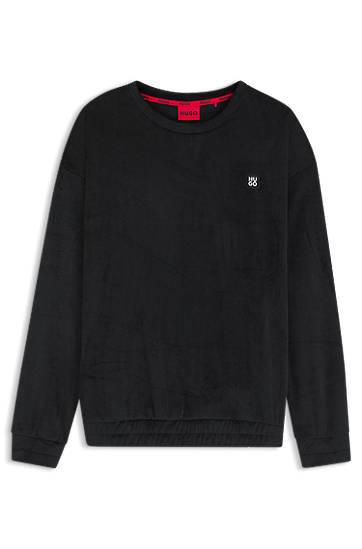 Sweatshirt BOSS Ribbed-velvet sweatshirt with stacked logo Sort | 50549837