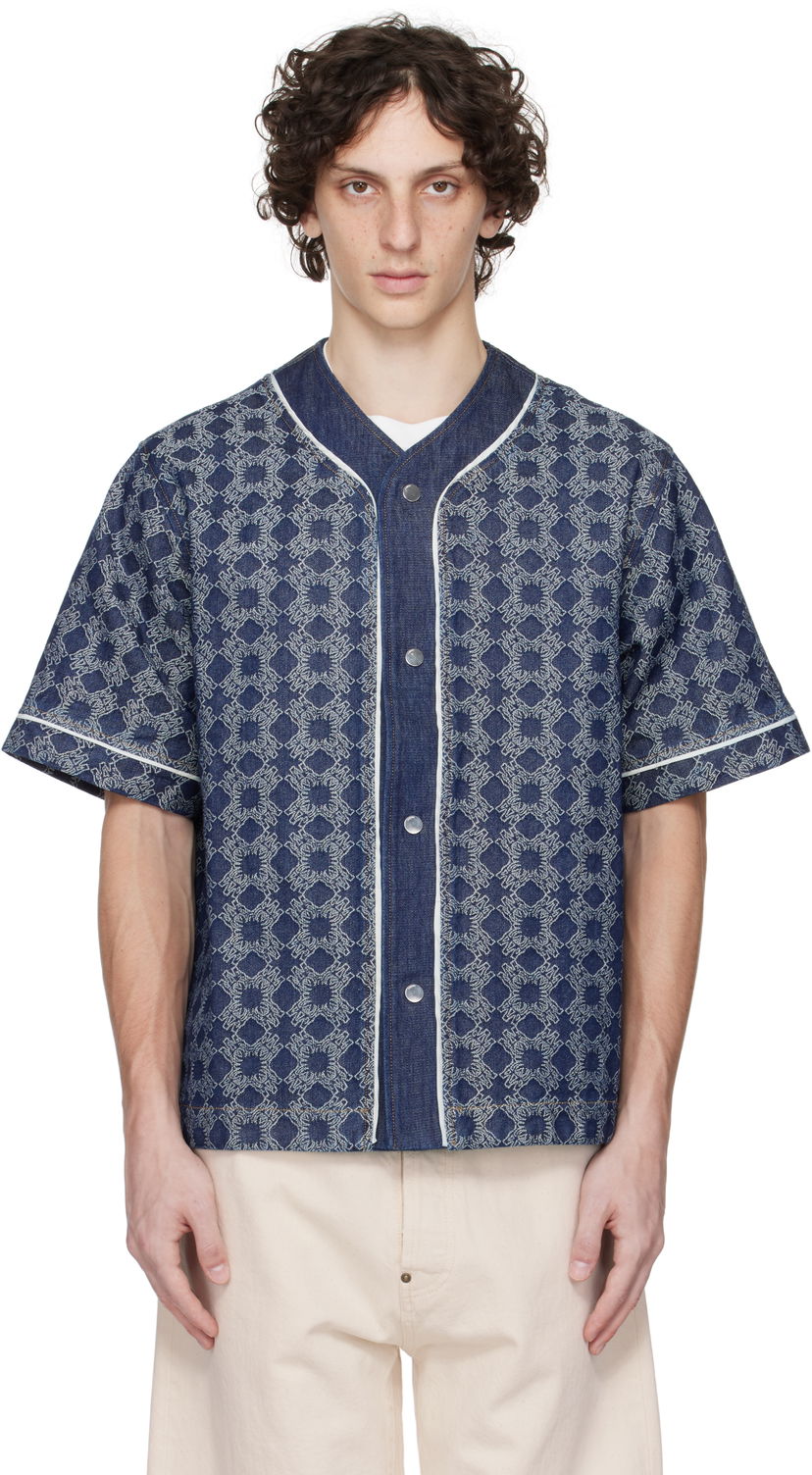 Skjorte AMIRI AMIRI MA Quad Baseball Denim Shirt Blå | AMDNIR1042