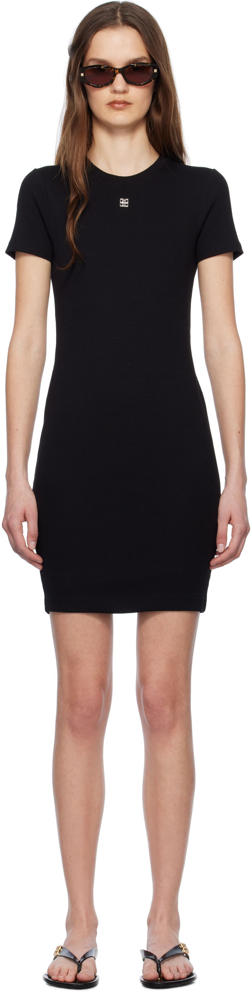 Kjole Givenchy Givenchy 4G Ribbed Tank Mini Dress Sort | BW22CM3YQS001