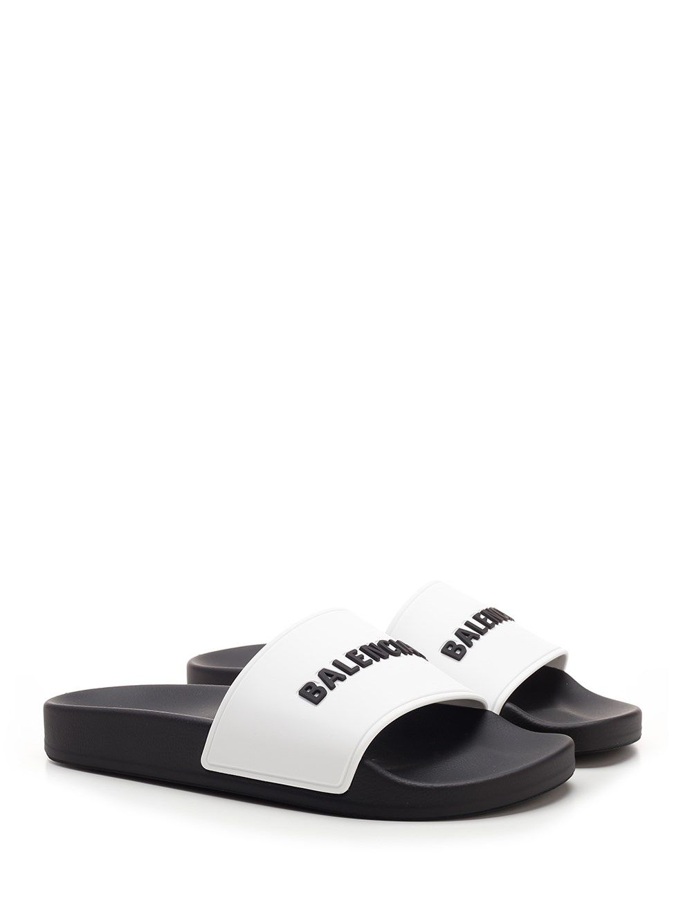 Sneakers og sko Balenciaga Pool Slides Logo White Black W Hvid | 565547W1S879010, 1