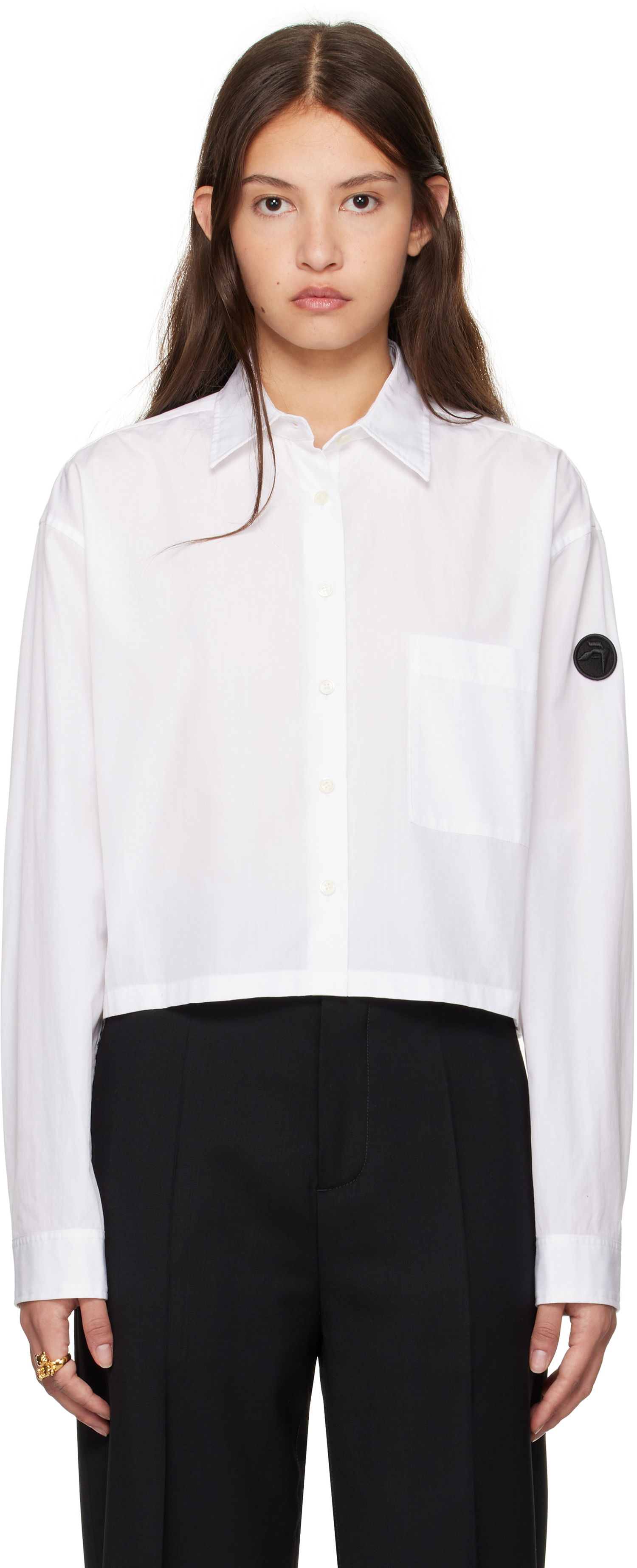 Skjorte Ambush Cropped Oversized Shirt Hvid | BWGE004F24FAB0010100, 0