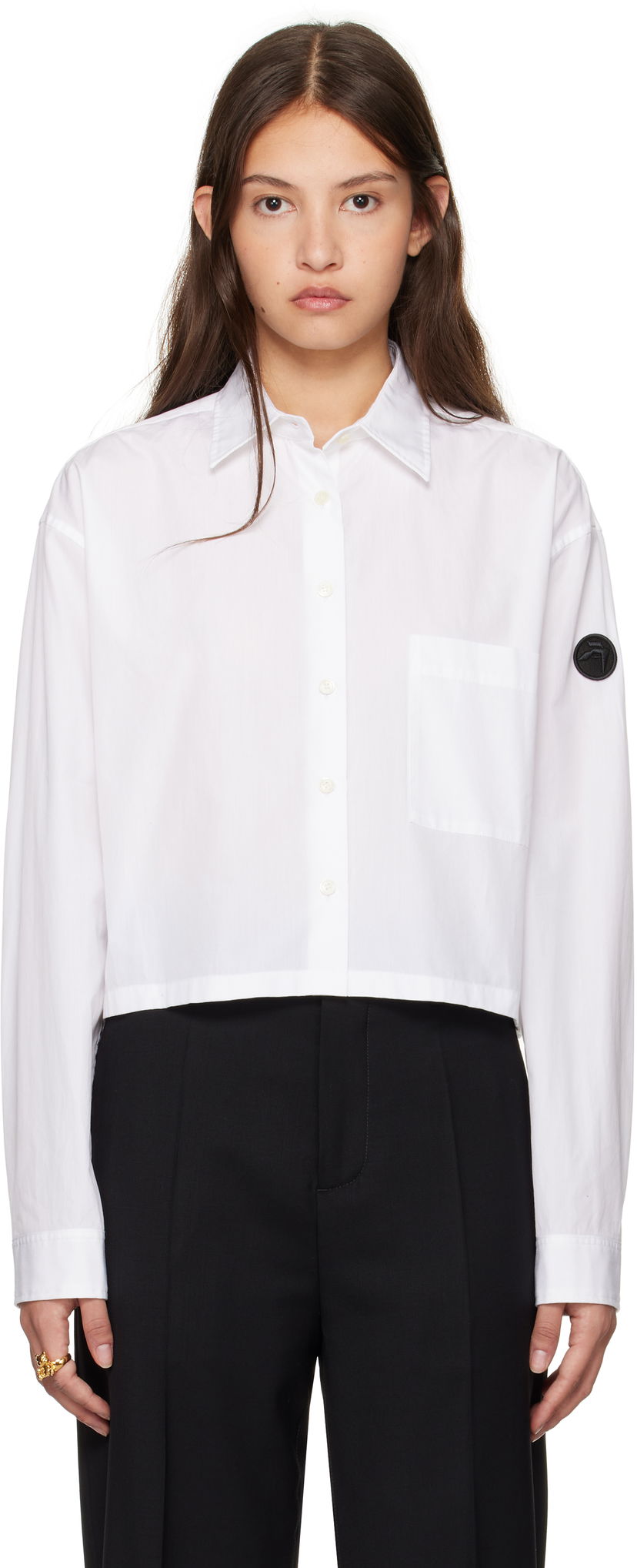 Skjorte Ambush Cropped Oversized Shirt Hvid | BWGE004F24FAB0010100
