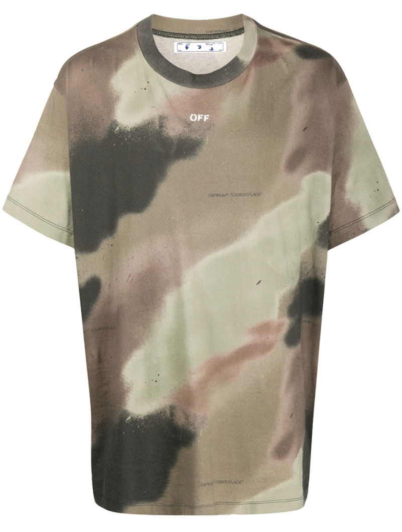 T-shirt Off-White Camouflage Stencil Tee Camo Brun | OMAA038E20JER0046010