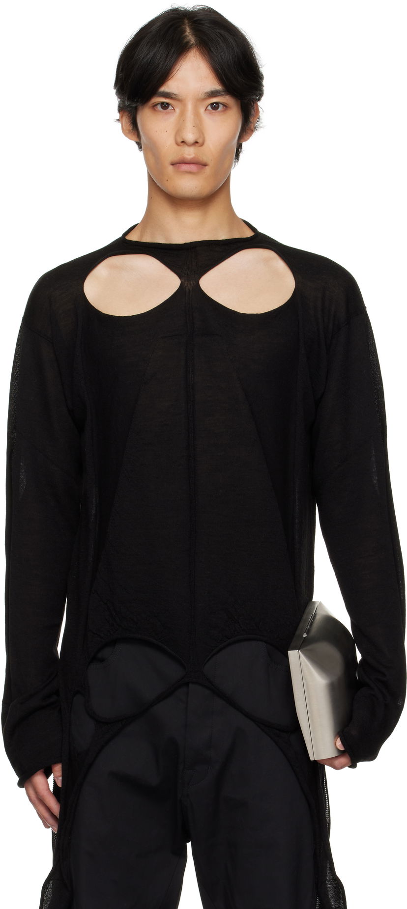 Sweater Rick Owens Rick Owens Concordians Slashed Pull Sweater Sort | RU02E1671 ML