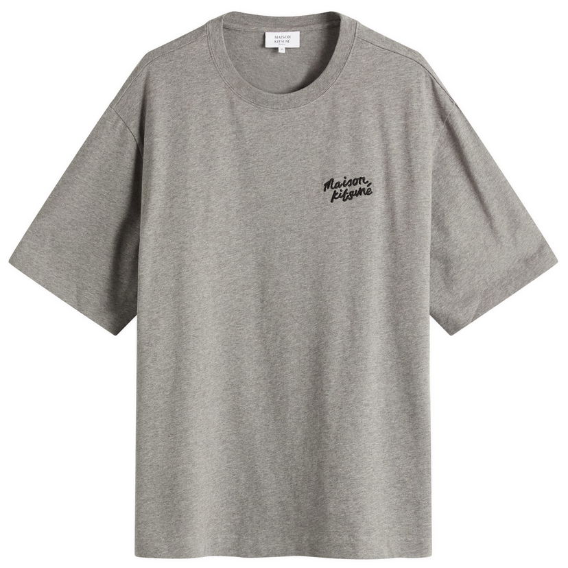 T-shirt MAISON KITSUNÉ Maison Kitsuné Handwriting Embroidery Oversize T-Shirt, Size Large Grå | OM00123KJ0119-H131