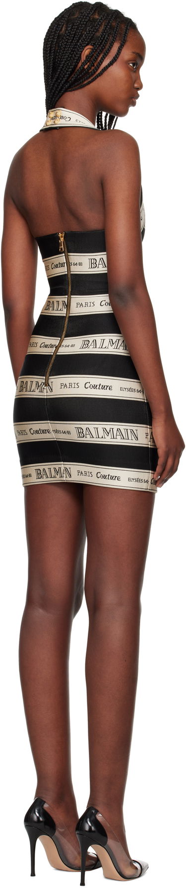 Kjole Balmain Balmain Jacquard Halterneck Minidress Sort | EF1R5088JJ95, 2