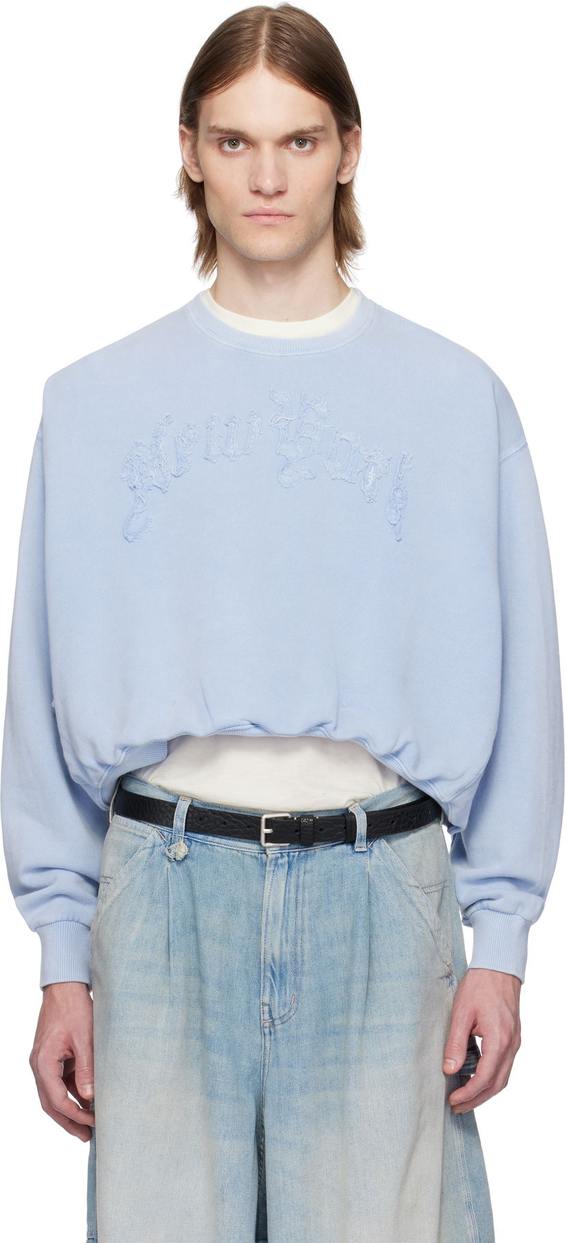 Sweater R13 R13 'New York' Balloon Cropped Sweatshirt Blå | R13WK260-K001J
