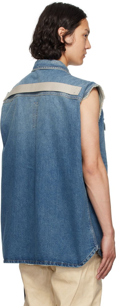 Skjorte Rick Owens Rick Owens DRKSHDW Hollywood Jumbo Denim Sleeveless Overshirt Blå | DU01E3764 DWB, 2