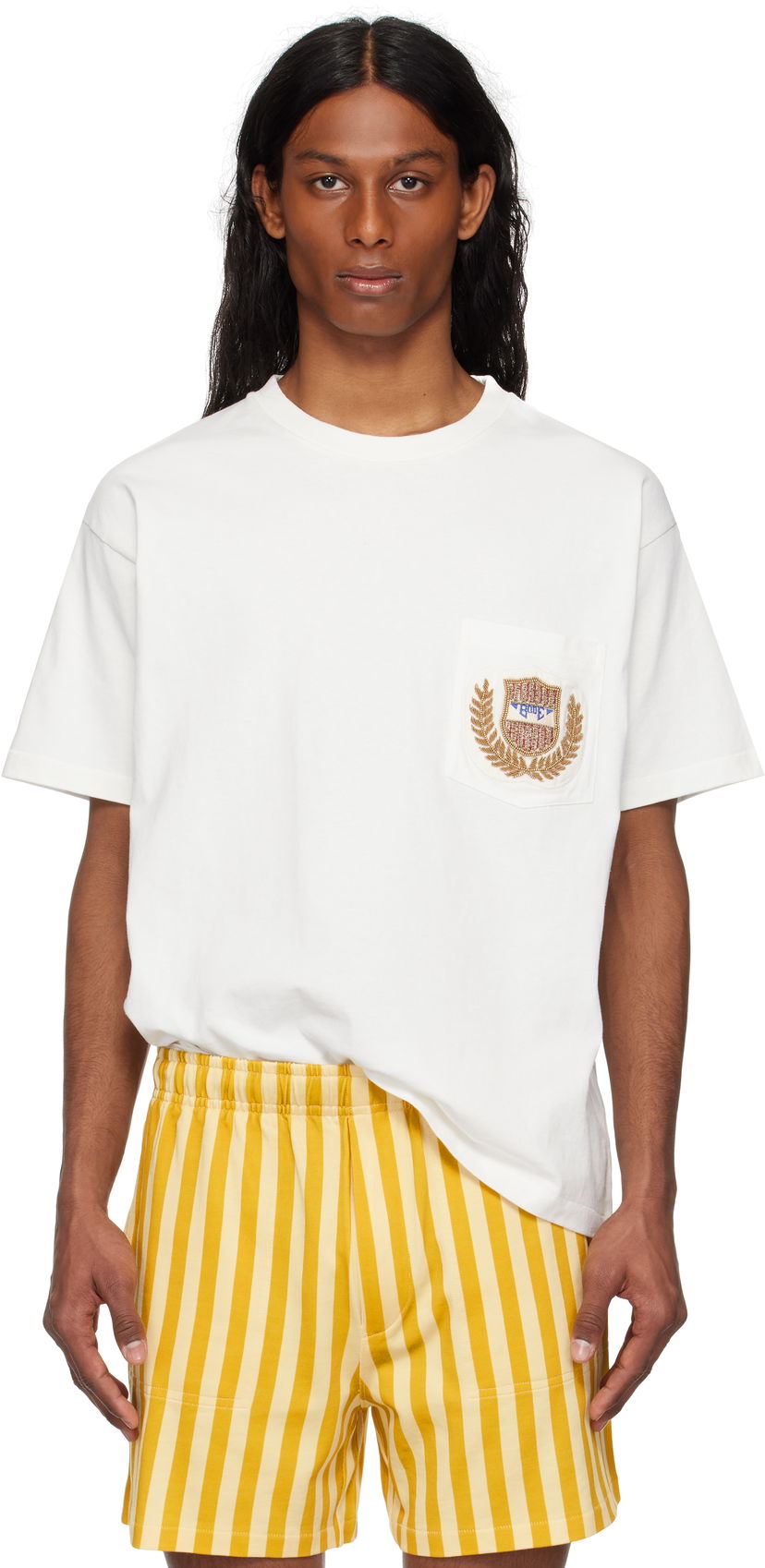 T-shirt Bode Bode Sportsman Patch Pocket T-Shirt Hvid | MRS25CS060