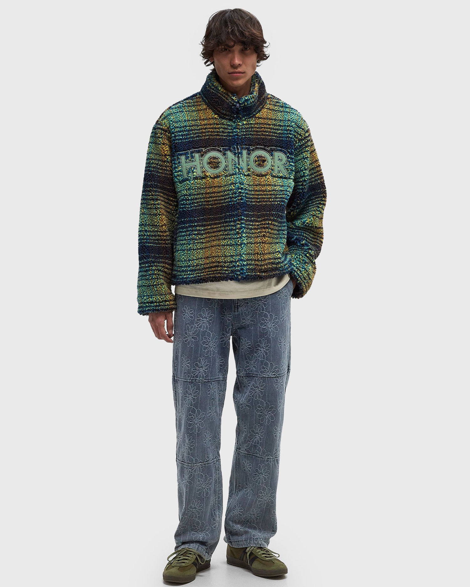 Sweater Honor The Gift Robinson Plaid Fleece Jacket Grøn | HTG240462-GREEN, 1