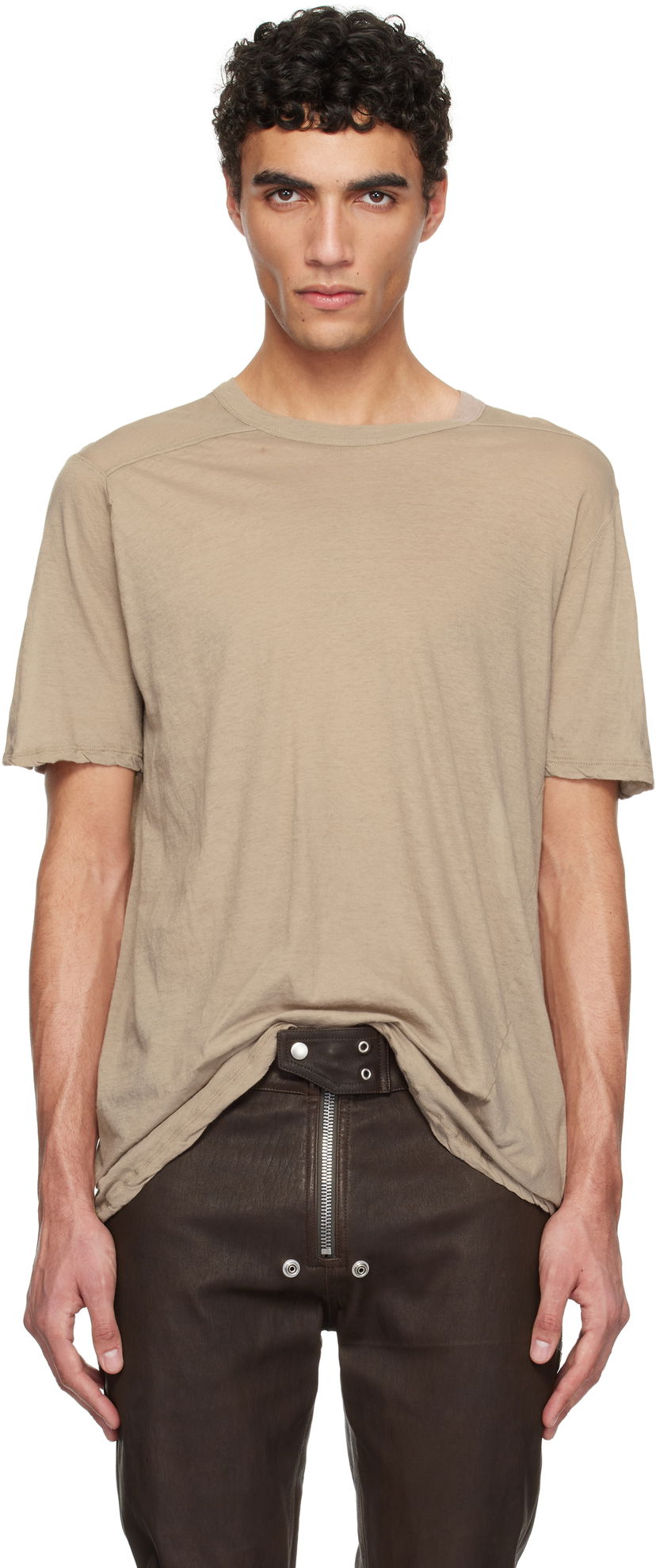 T-shirt Rick Owens Rick Owens Hollywood Level T-Shirt Beige | RU01E5264 UC