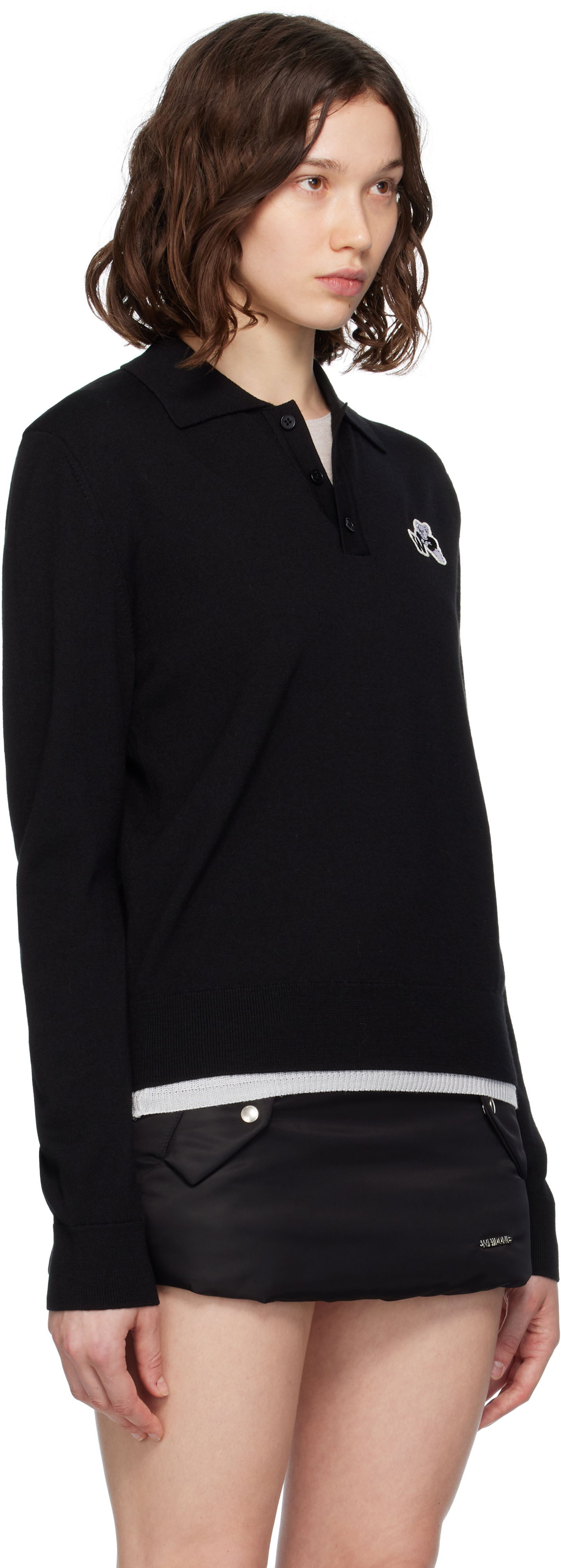Polo skjorte We11done We11done Wool Polo with Logo Patch Sort | WD-KT2-25-680-W-BK, 1