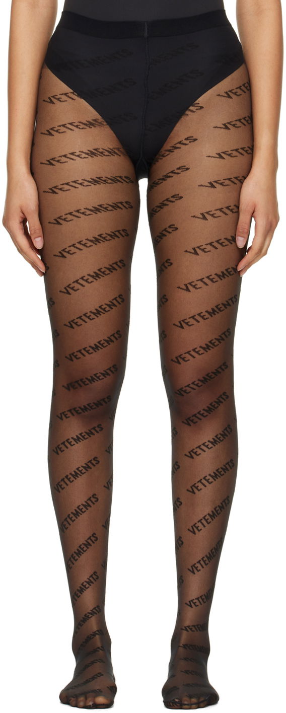 Sokker VETEMENTS Monogram Logo Tights Sort | WA53TI100B
