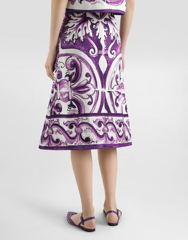 Nederdel Dolce & Gabbana Dolce & Gabbana Majolica Print A-Line Skirt Lilla | F4C4VTFP9AKHP5DQ, 3