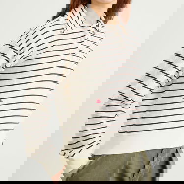 Sweatshirt JW Anderson JW Anderson Striped Polo Sweatshirt, Size Large Hvid | JW0243-PG1857-036, 5