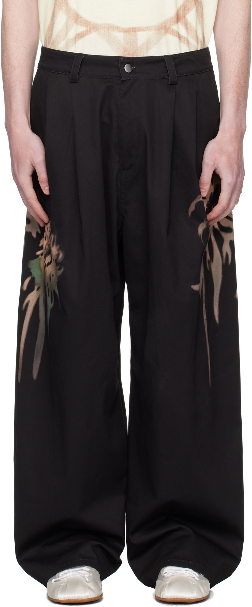 Bukser Collina Strada Collina Strada Catchfly Pleated Printed Trousers Sort | XX6042-B