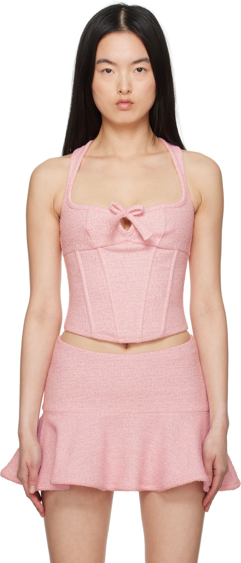 Kjole MISBHV MISBHV Tweed Corset Top Lyserød | 250W103