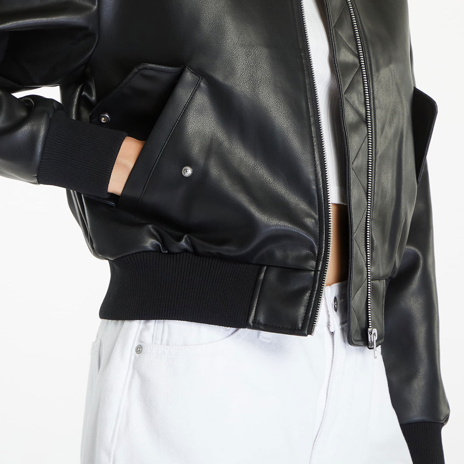 Bomberjakke CALVIN KLEIN Faux Leather Bomber Sort | J20J223546 BEH, 1
