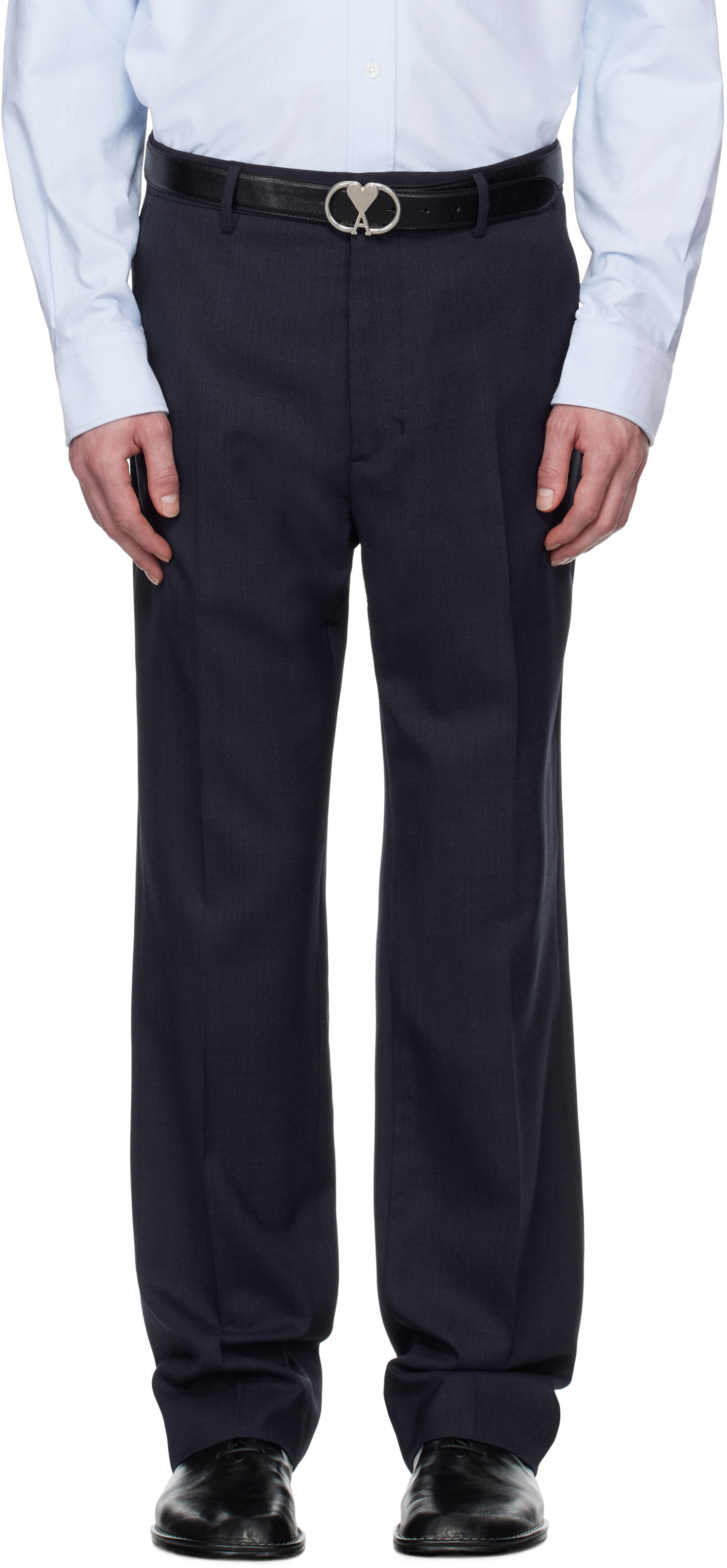 Bukser AMI AMI Paris Straight Fit Trousers Mørkeblå | HTR506.WV0043, 0