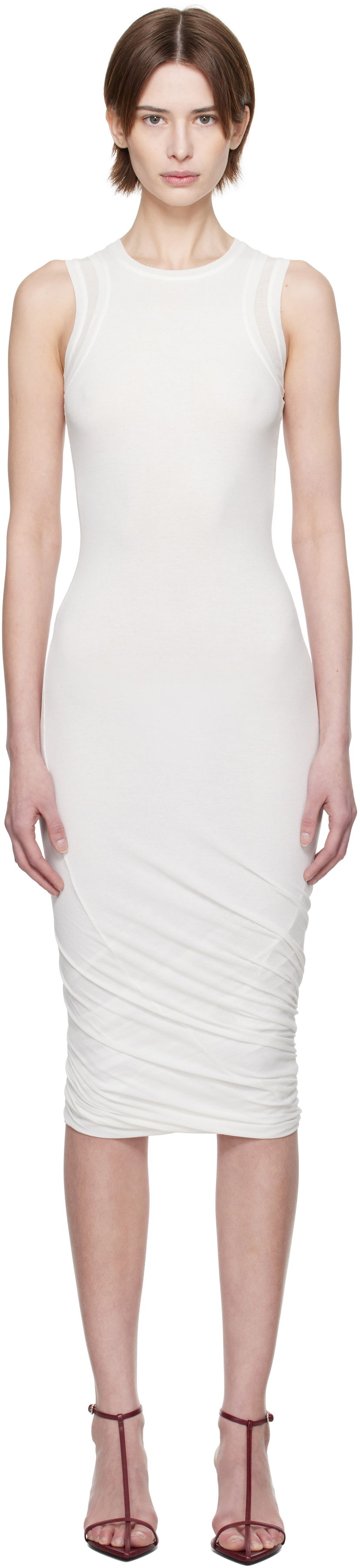 Kjole Jil Sander Jil Sander Sleeveless Twisted Midi Dress Hvid | J02CT0505_J20249