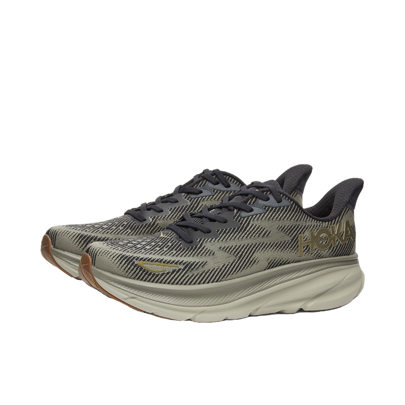 Løbe Hoka One One Men's Clifton 9 Sneakers in Black/Slate, Size UK 10 | END. Clothing Sort | 1127895-BLCKS